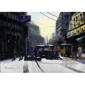 Sarfraz Musawir,11 x 15 Inch, Watercolor on Paper, Cityscape Painting, AC-SAR-170